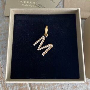 Burberry Gold Crystal 'M' Initial Charm Pendant